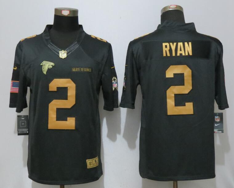 New Nike Atlanta Falcons #2 Ryan Gold Anthracite Salute To Service Limited Jersey->ncaa teams->NCAA Jersey